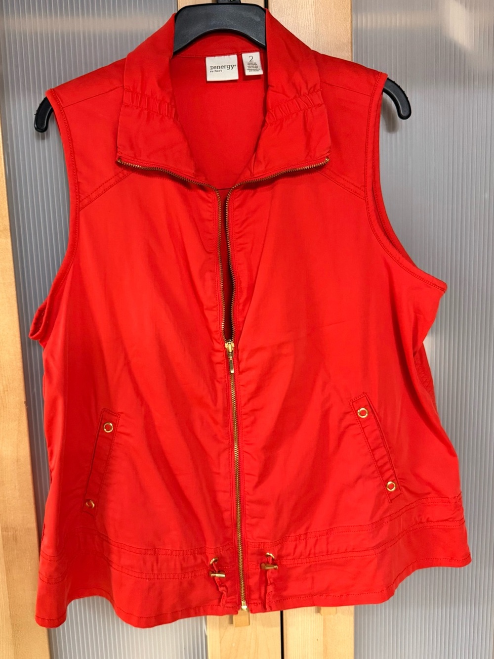 Chico's Bright Red Zip Front Utility Vest